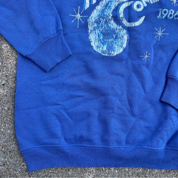 Hanes Blue Halley's Comet Crewneck Sweater 1986 vintage - Picture 2 of 5